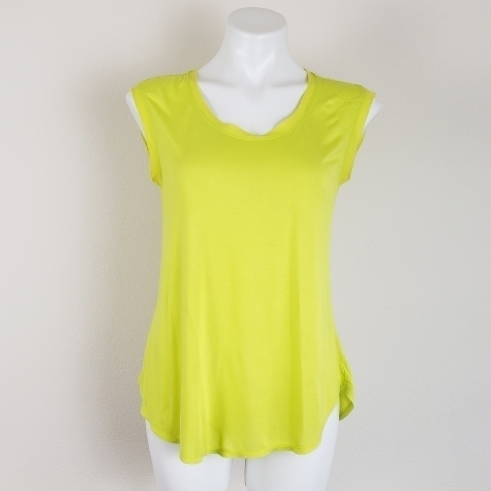 Loft Picot Trim Tank Top in Neon Green, Size S